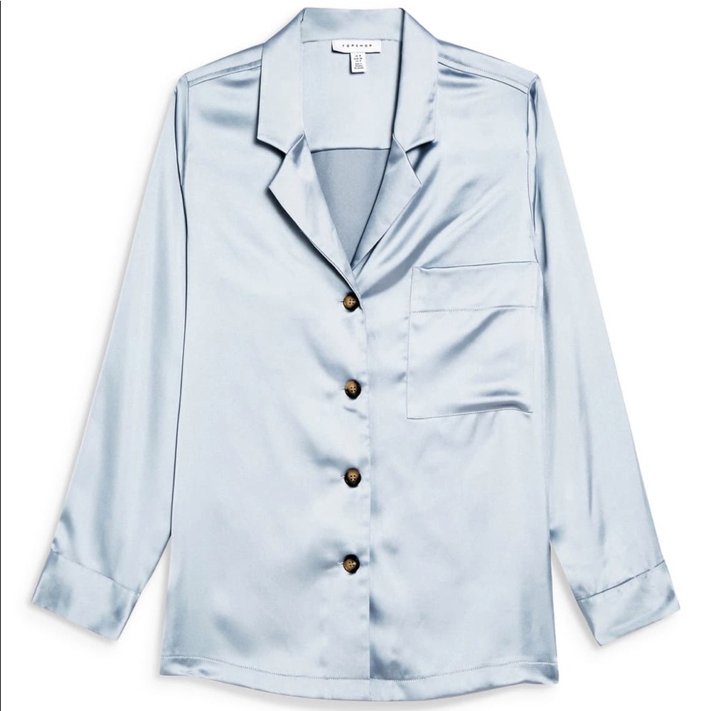 TopShop Satin Button Up Shirt